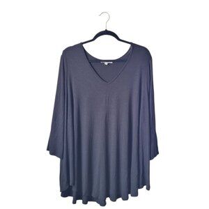 Green Envelope Black Flowy Tunic Blouse